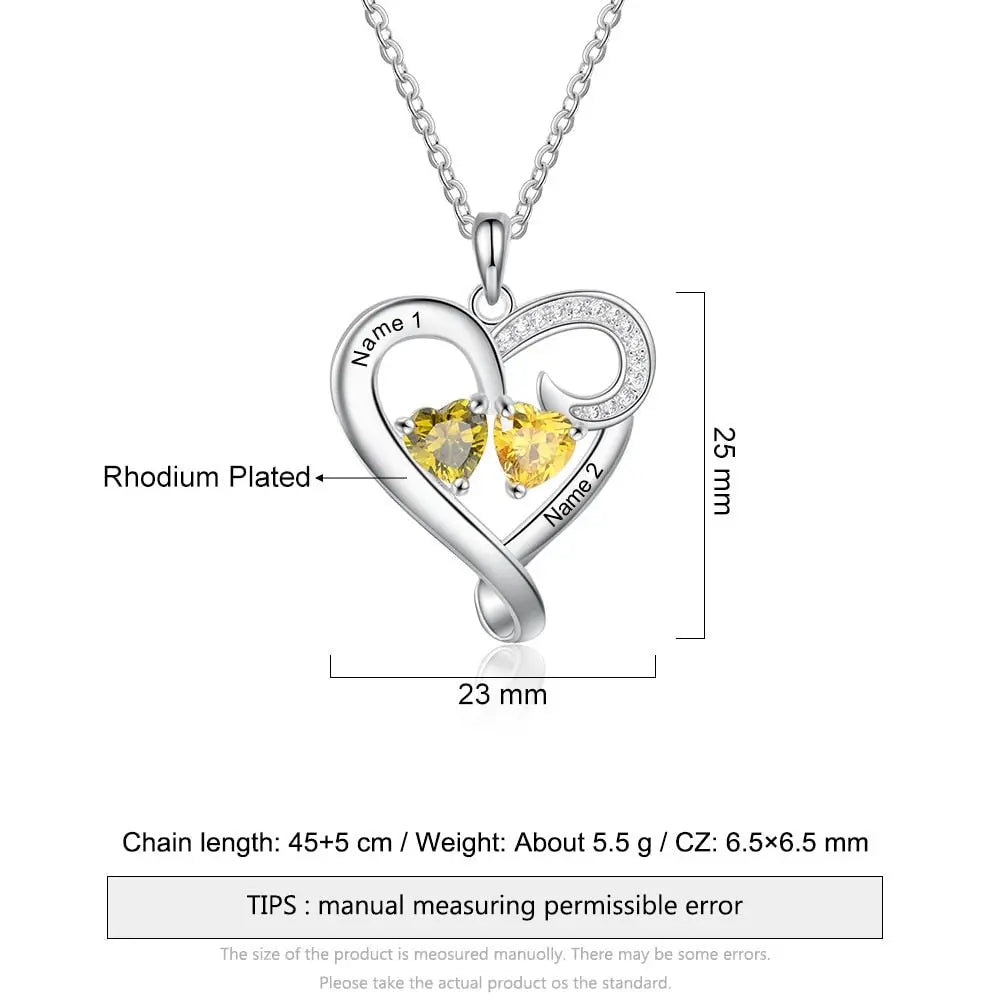 Customized Couple Engraved Necklace Personalized Heart Name Necklace nowadaysfashion