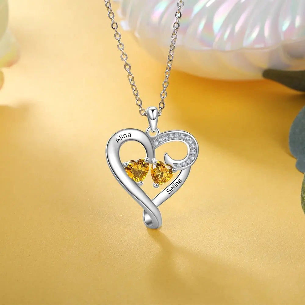 Customized Couple Engraved Necklace Personalized Heart Name Necklace - Blade & Thread