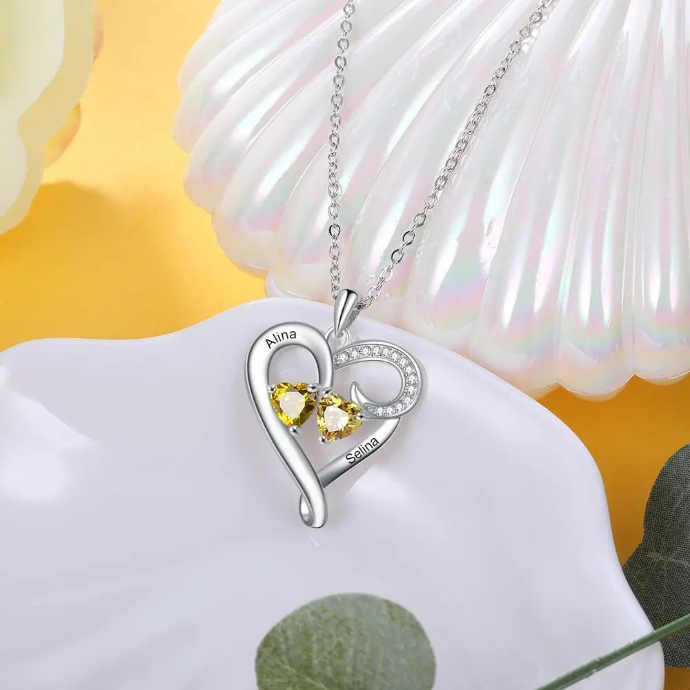 Customized Couple Engraved Necklace Personalized Heart Name Necklace - Blade & Thread