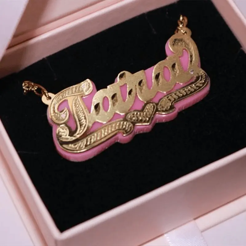 Customized Double Gold-plated Custom Name Necklace Custom Acrylic Pendant Necklace nowadaysfashion