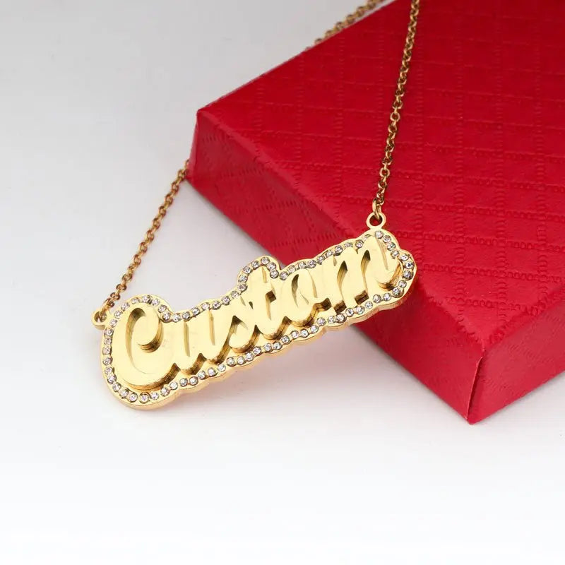 Customized double layer diamond name necklace - Blade & Thread