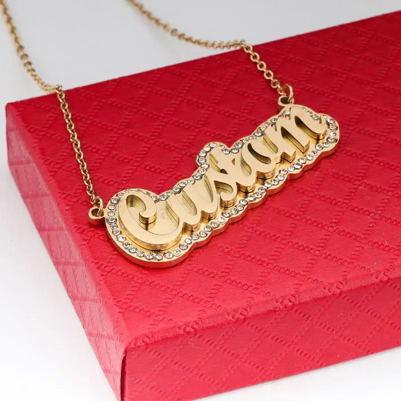 Customized double layer diamond name necklace nowadaysfashion