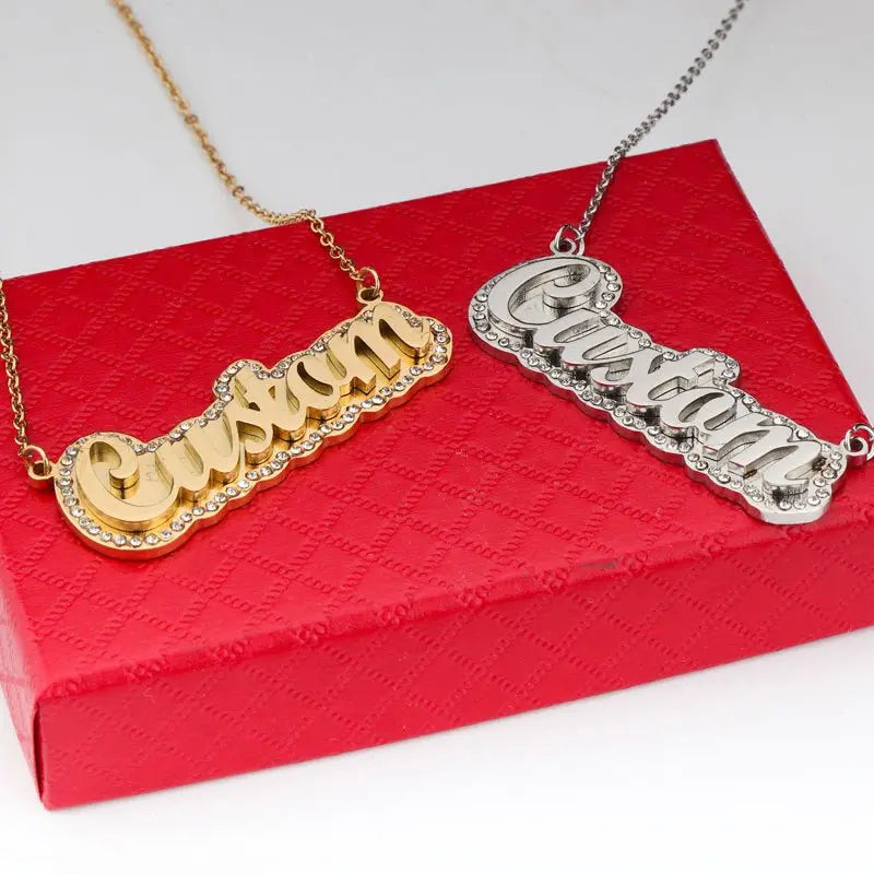 Customized double layer diamond name necklace nowadaysfashion