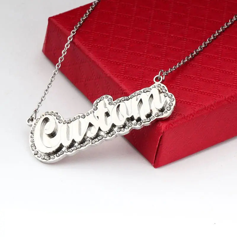 Customized double layer diamond name necklace - Blade & Thread