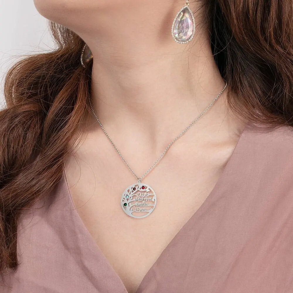 Customized Family Tree Necklace Sister Best Friend Nameplate Gift - Blade & Thread