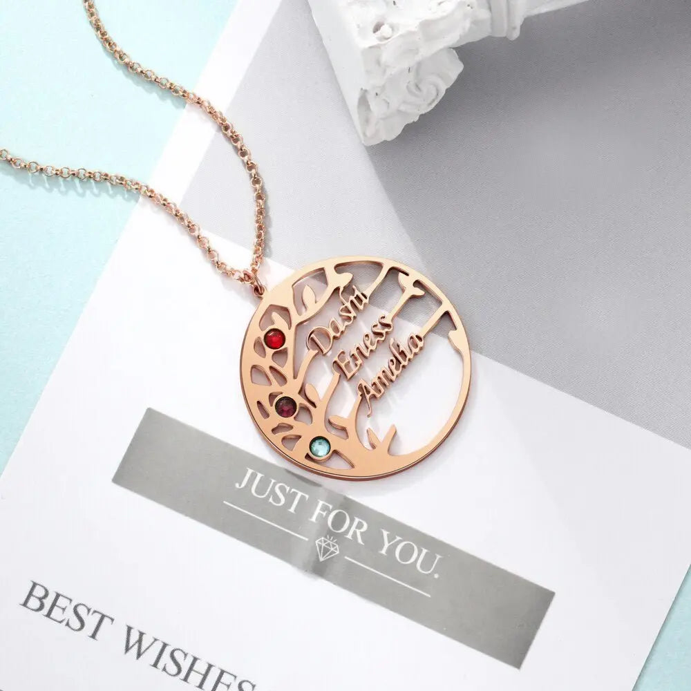 Customized Family Tree Necklace Sister Best Friend Nameplate Gift - Blade & Thread