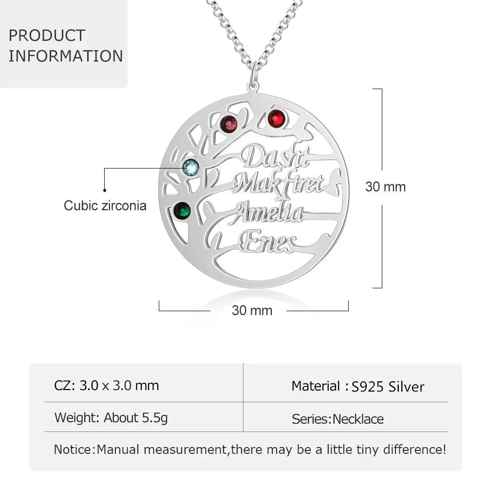 Customized Family Tree Necklace Sister Best Friend Nameplate Gift - Blade & Thread