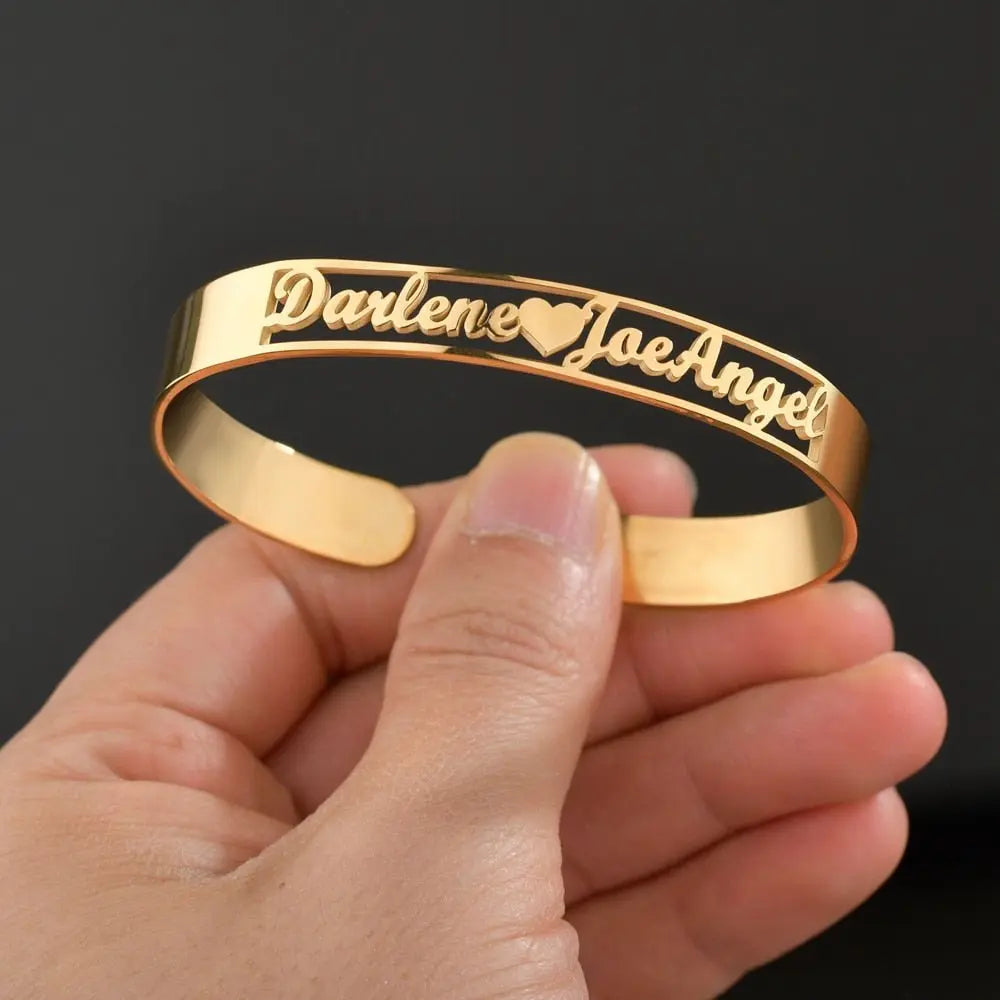 Customized Letter Name Bracelet Bangles for Women Men Chrismas Jewelry Gift - Blade & Thread