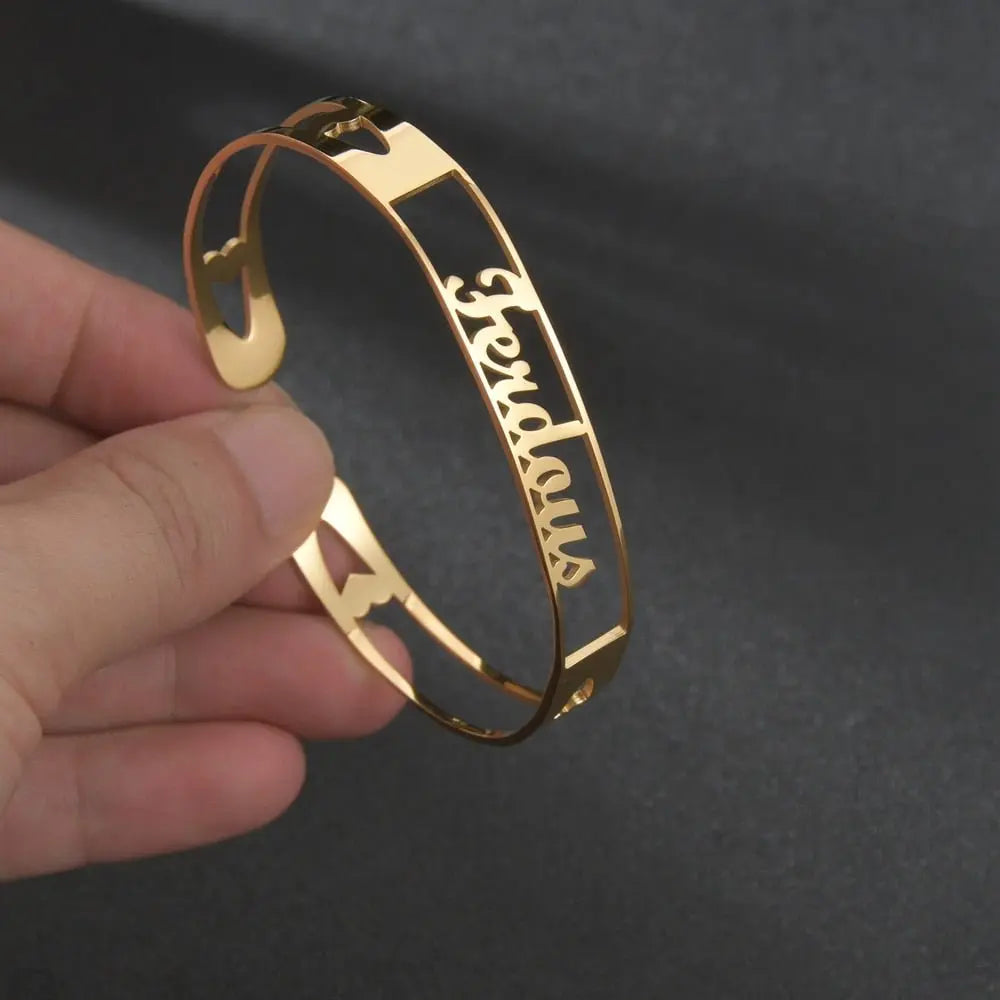 Customized Letter Name Bracelet Bangles for Women Men Chrismas Jewelry Gift - Blade & Thread