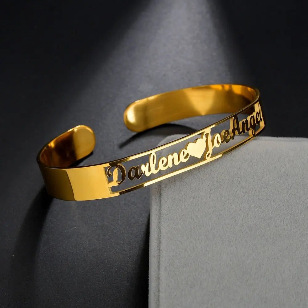 Customized Letter Name Bracelet Bangles for Women Men Chrismas Jewelry Gift - Blade & Thread