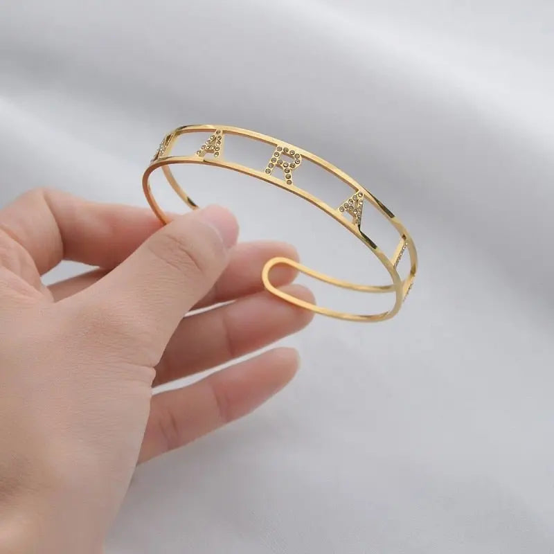Customized Letter Name Bracelet Bangles for Women Men Chrismas Jewelry Gift - Blade & Thread
