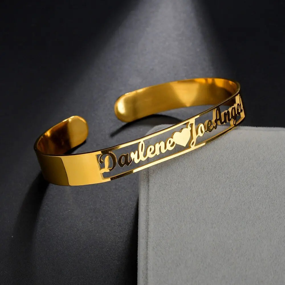 Customized Letter Name Bracelet Bangles for Women Men Chrismas Jewelry Gift - Blade & Thread