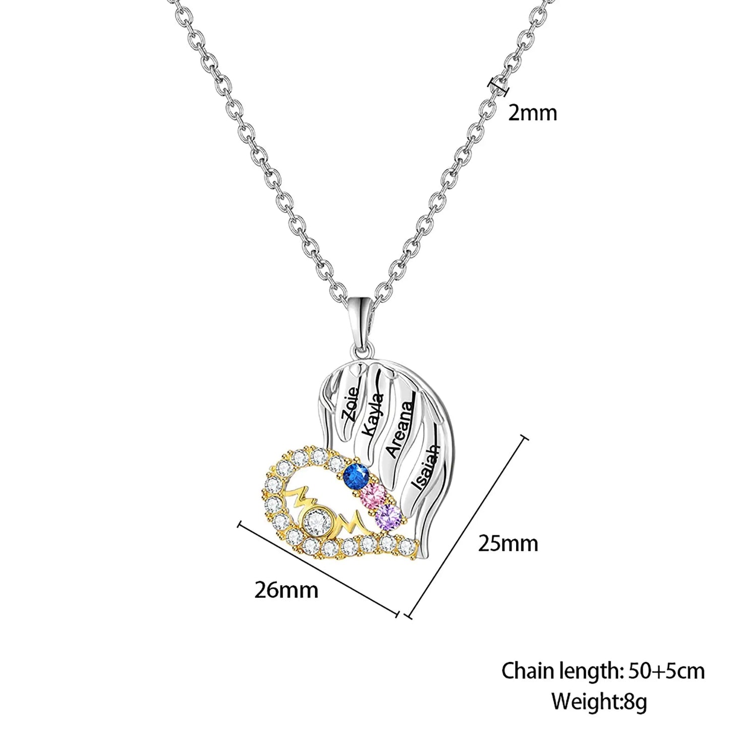 Customized Name Heart Shaped Semi Diamond Necklace Necklace Temperament Clavicle Chain - Blade & Thread