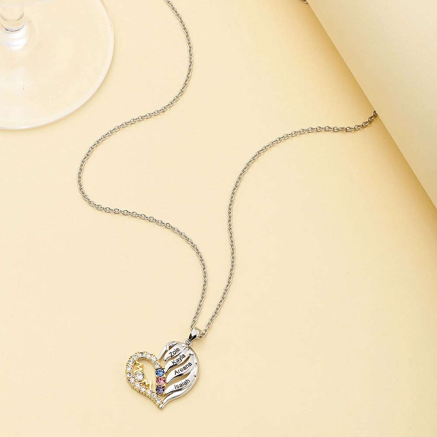 Customized Name Heart Shaped Semi Diamond Necklace Necklace Temperament Clavicle Chain - Blade & Thread