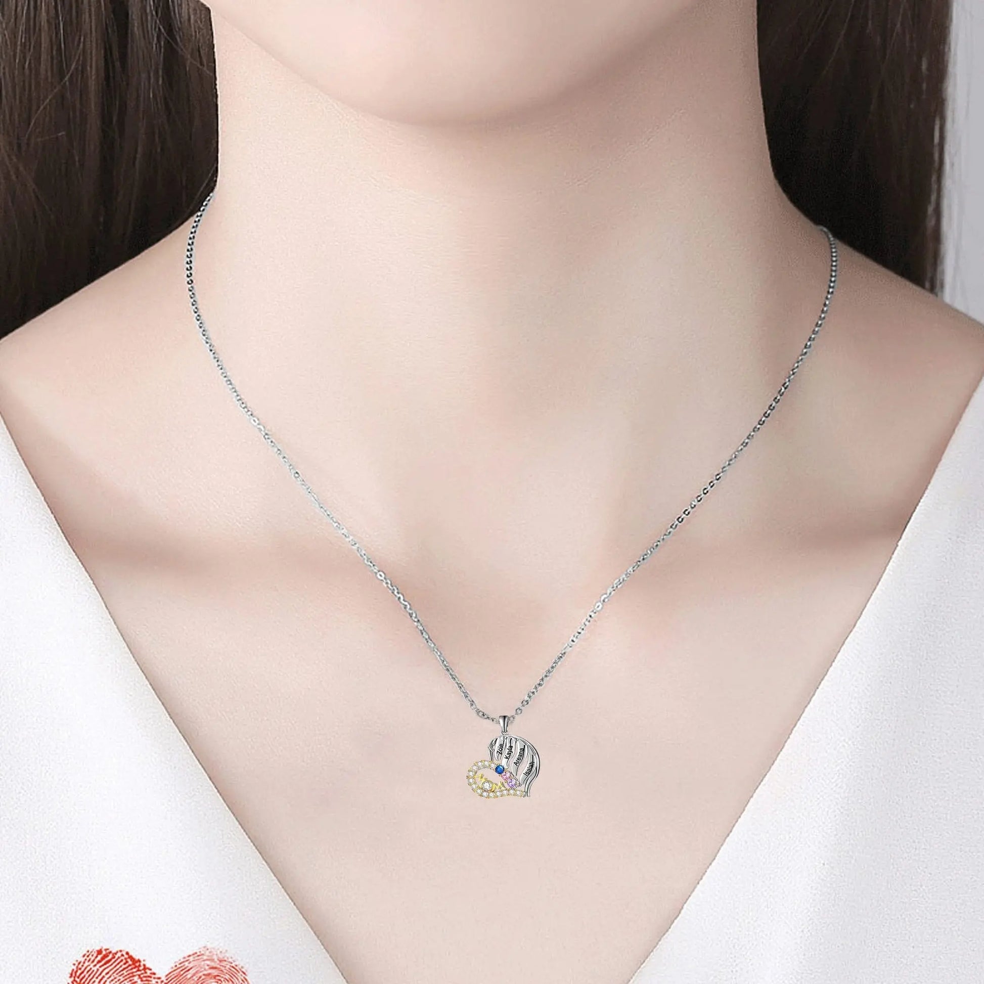 Customized Name Heart Shaped Semi Diamond Necklace Necklace Temperament Clavicle Chain - Blade & Thread