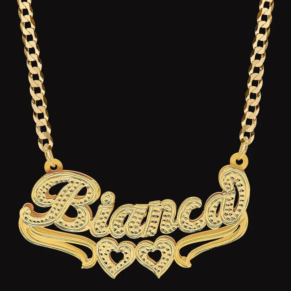 Customized Name Necklace Custom 3D Nameplate Personalized Double Electroplating Pendant - Blade & Thread