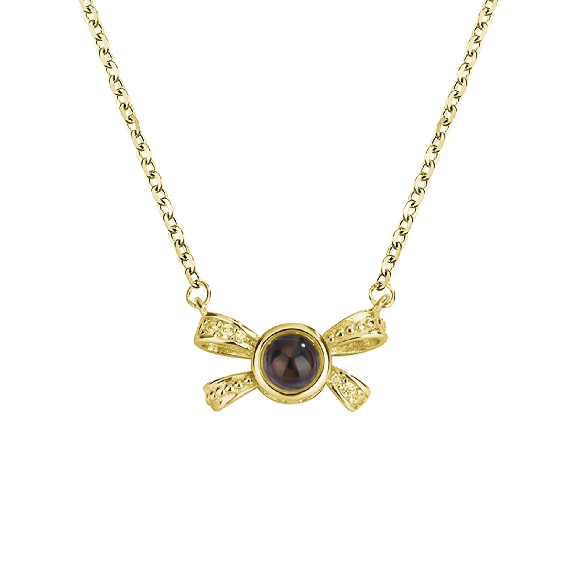 Customized photo bow necklace Projection Necklace Personality Photo Creative Pendant - Blade & Thread