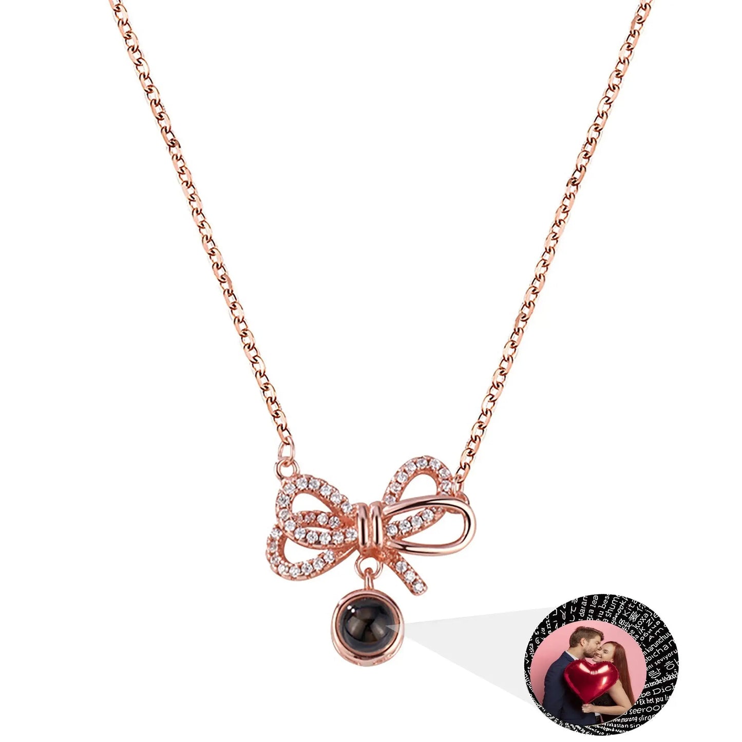 Customized Photo Bow Projection Memory Necklace - Blade & Thread
