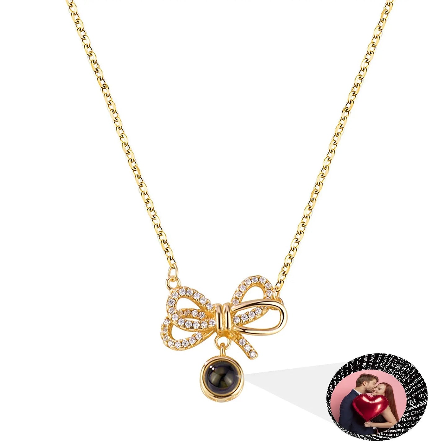 Customized Photo Bow Projection Memory Necklace - Blade & Thread
