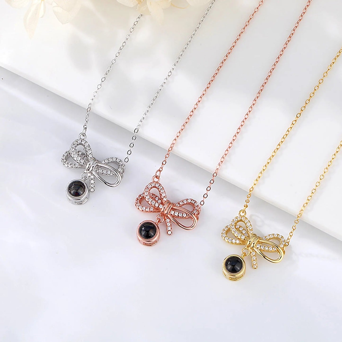 Customized Photo Bow Projection Memory Necklace - Blade & Thread