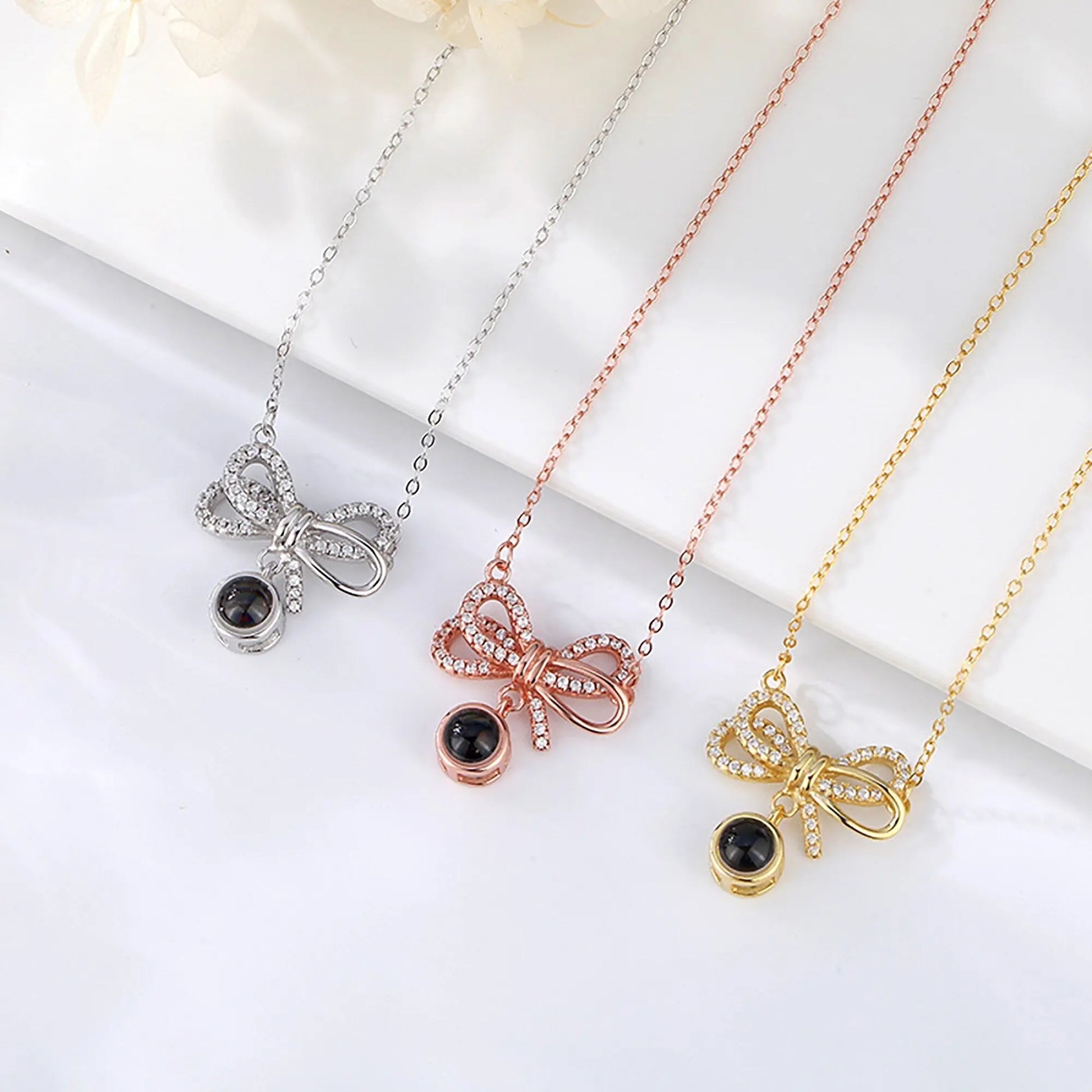 Customized Photo Bow Projection Memory Necklace - Blade & Thread