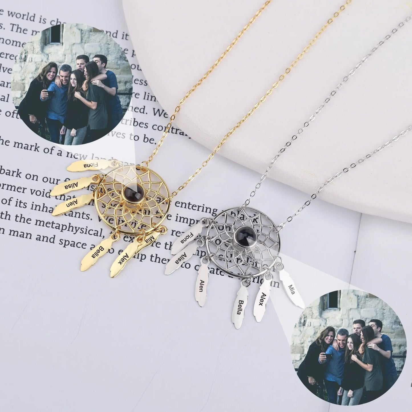 Customized Photo Dream catcher Projection Pendant Necklace - Blade & Thread