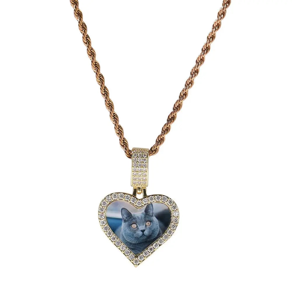 Customized photo heart shape pendant couple necklace - Blade & Thread