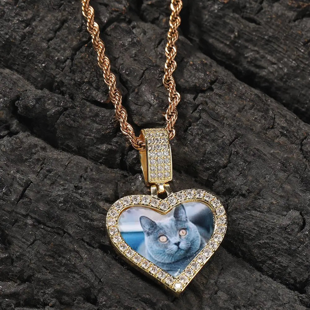 Customized photo heart shape pendant couple necklace - Blade & Thread