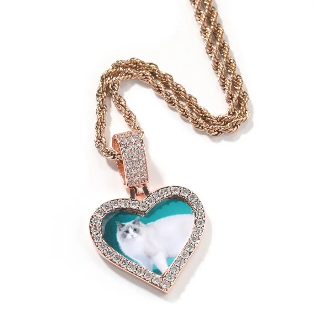Customized photo heart shape pendant couple necklace - Blade & Thread