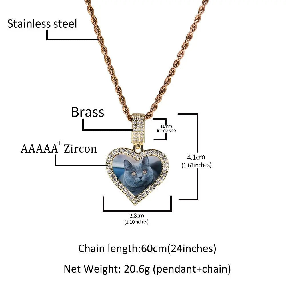 Customized photo heart shape pendant couple necklace - Blade & Thread
