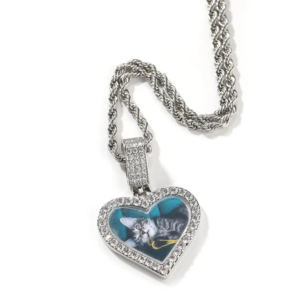 Customized photo heart shape pendant couple necklace - Blade & Thread