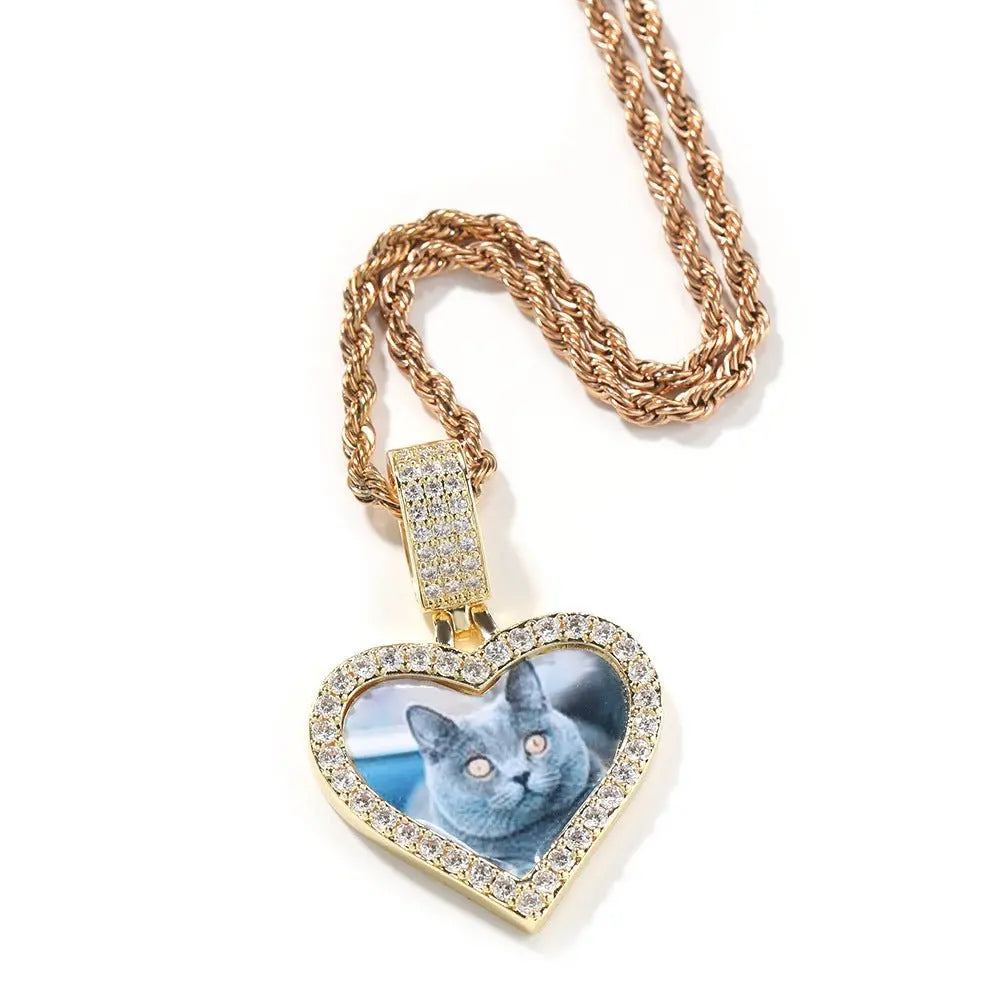 Customized photo heart shape pendant couple necklace - Blade & Thread