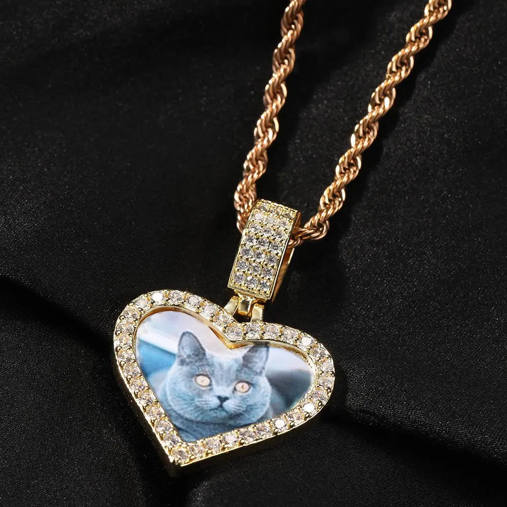 Customized photo heart shape pendant couple necklace - Blade & Thread
