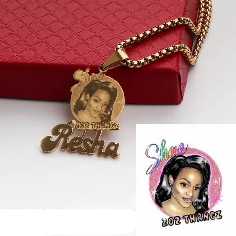 Customized photo name necklace logo letter necklace - Blade & Thread