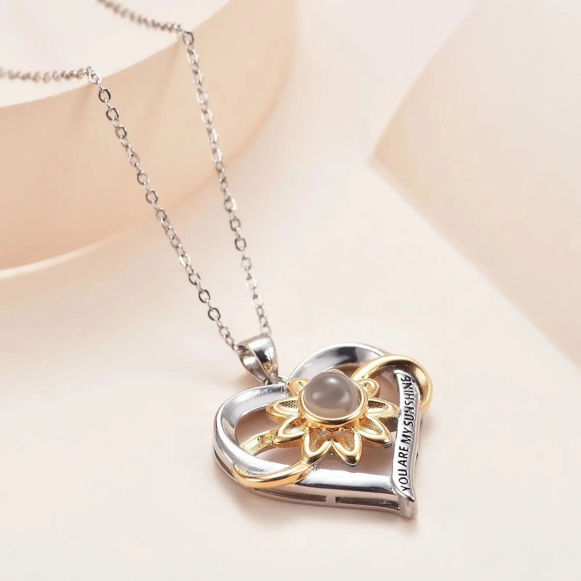Customized photo of sunflower love Projection Necklace 100 Languages Pendant Jewelry - Blade & Thread