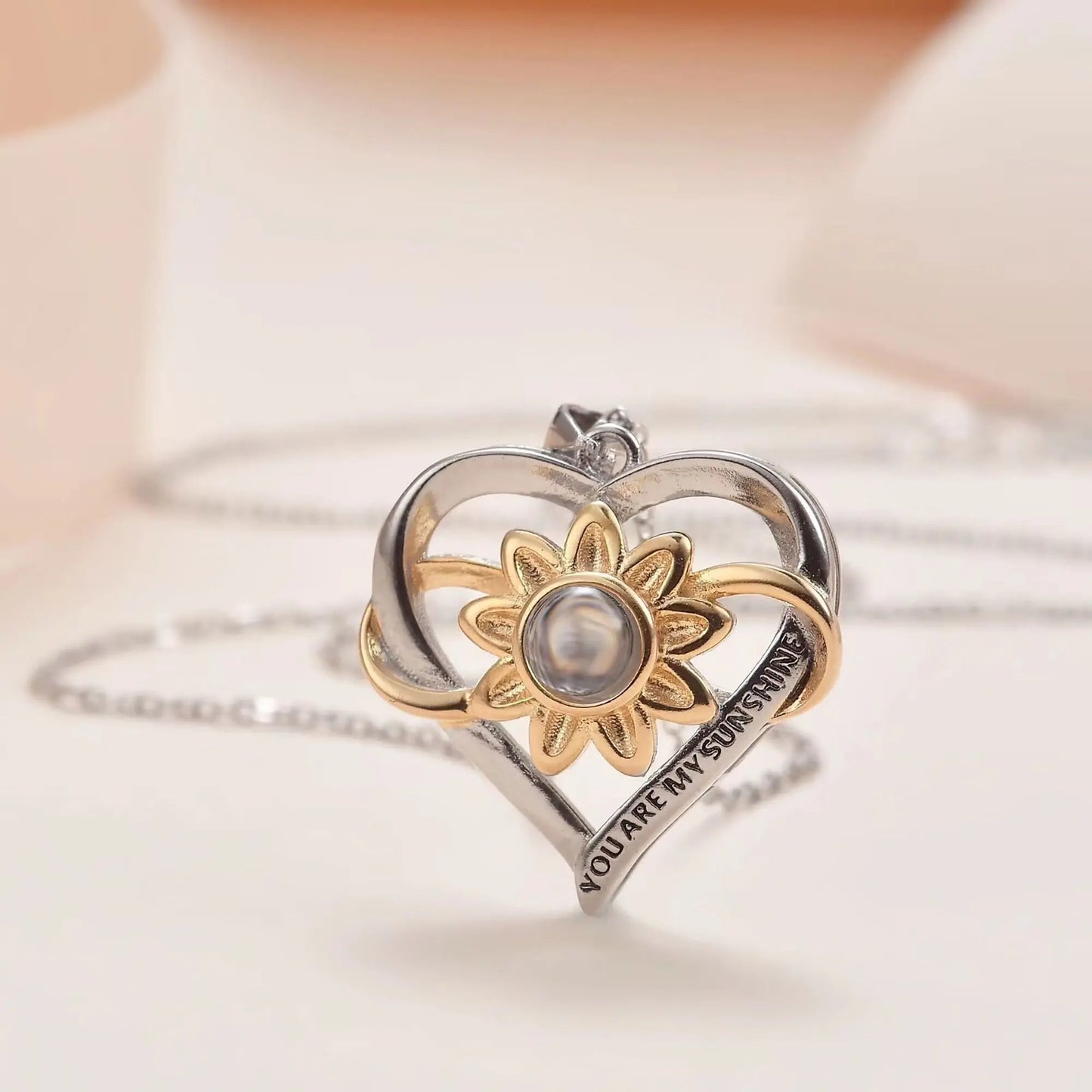 Customized photo of sunflower love Projection Necklace 100 Languages Pendant Jewelry - Blade & Thread