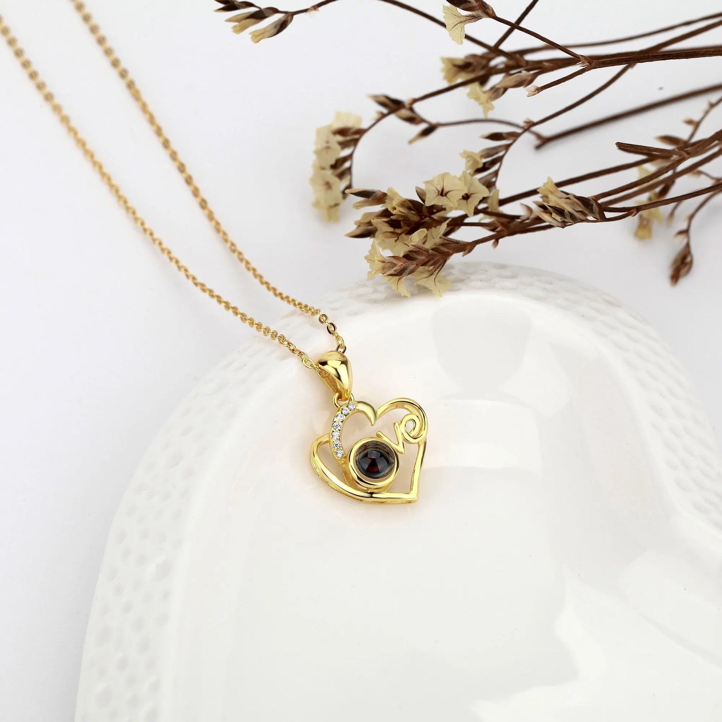 Customized Photo Projection Necklace Heart Pendant Necklace Love Memorial Jewelry - Blade & Thread