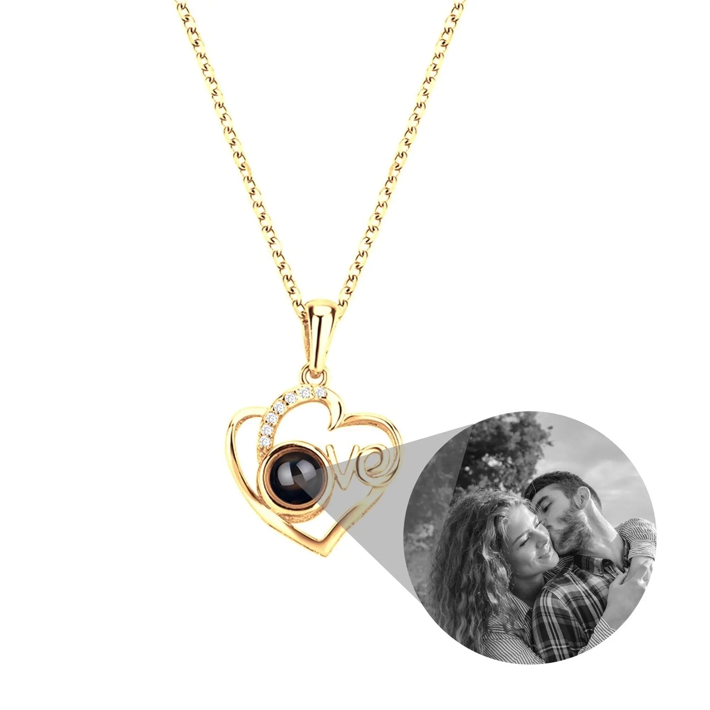 Customized Photo Projection Necklace Heart Pendant Necklace Love Memorial Jewelry - Blade & Thread