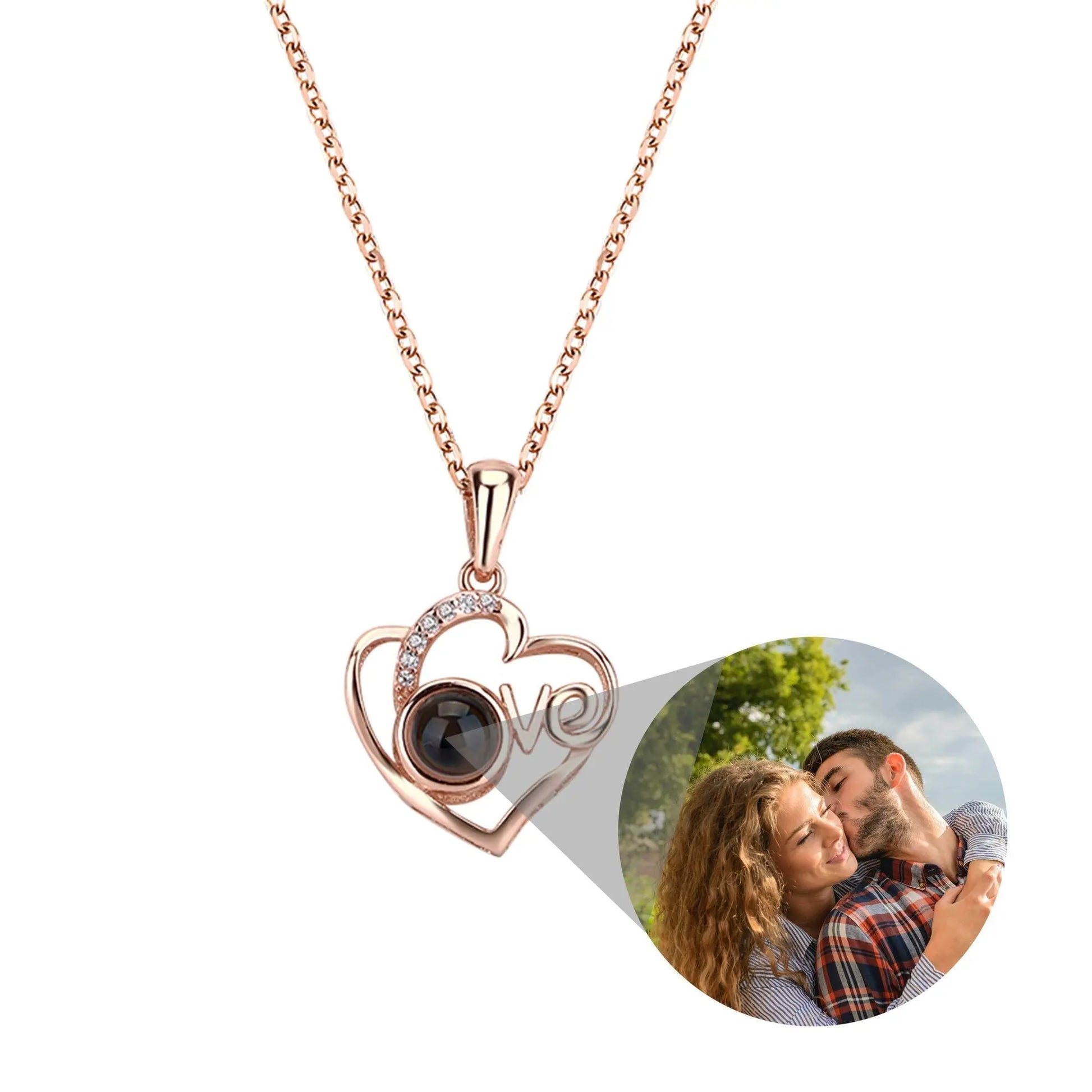 Customized Photo Projection Necklace Heart Pendant Necklace Love Memorial Jewelry - Blade & Thread