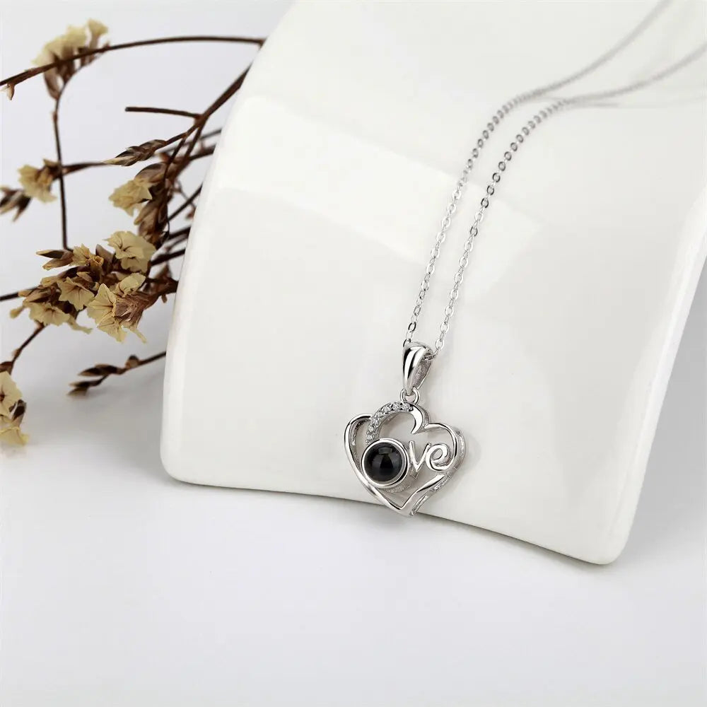Customized Photo Projection Necklace Heart Pendant Necklace Love Memorial Jewelry - Blade & Thread