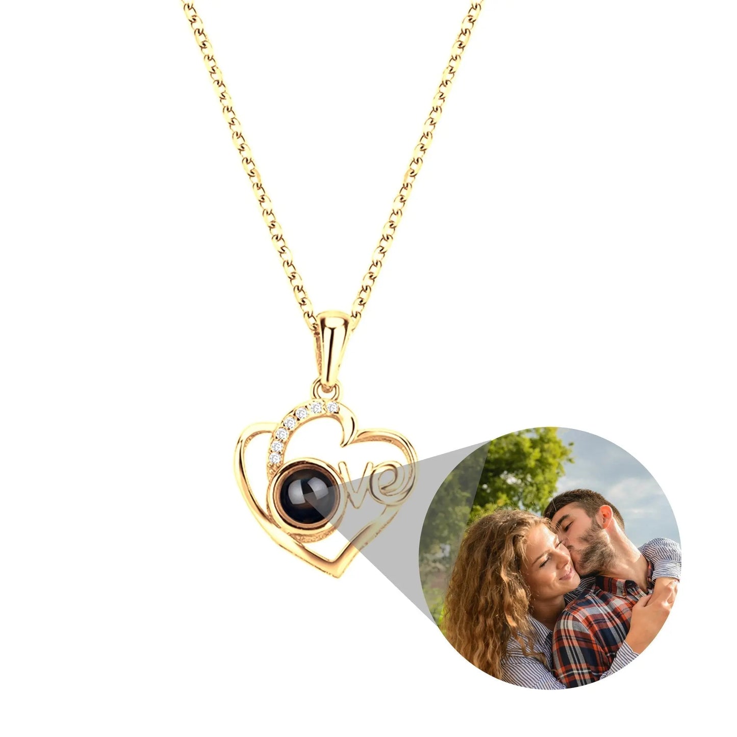 Customized Photo Projection Necklace Heart Pendant Necklace Love Memorial Jewelry - Blade & Thread