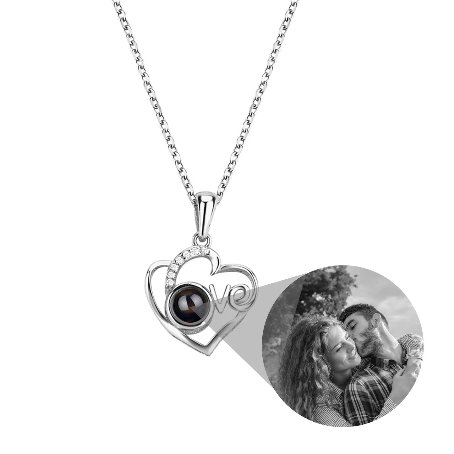 Customized Photo Projection Necklace Heart Pendant Necklace Love Memorial Jewelry - Blade & Thread