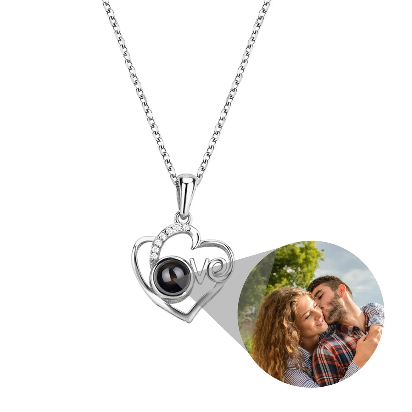 Customized Photo Projection Necklace Heart Pendant Necklace Love Memorial Jewelry - Blade & Thread