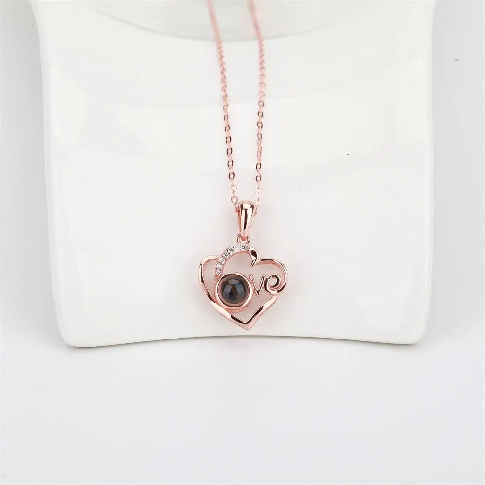 Customized Photo Projection Necklace Heart Pendant Necklace Love Memorial Jewelry - Blade & Thread