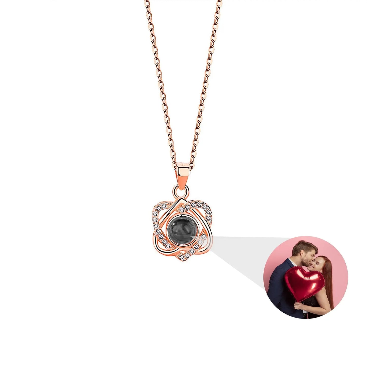 Customized photo projectionNecklace Heart Pendant Wedding Romantic Memory Projection Necklace - Blade & Thread
