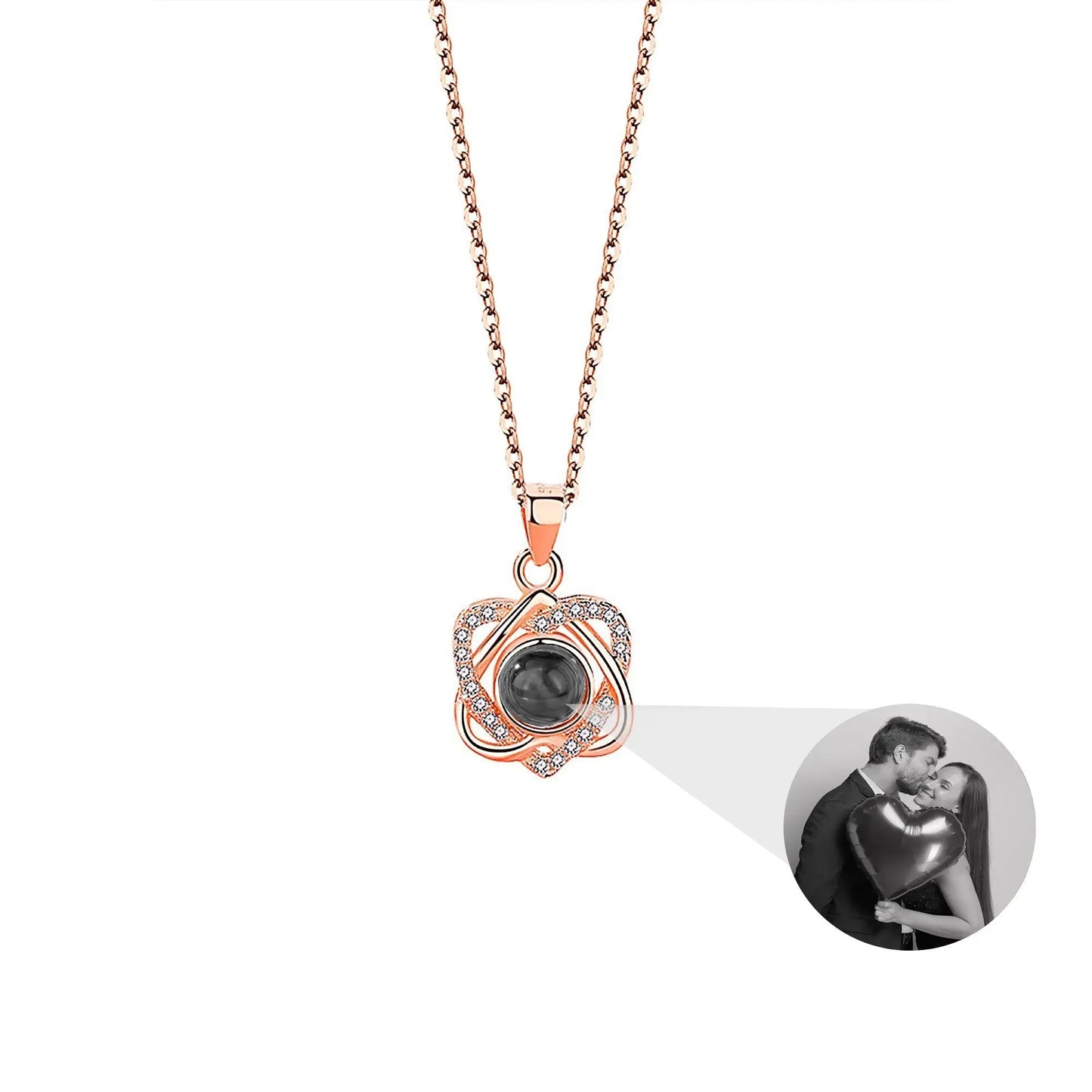 Customized photo projectionNecklace Heart Pendant Wedding Romantic Memory Projection Necklace - Blade & Thread