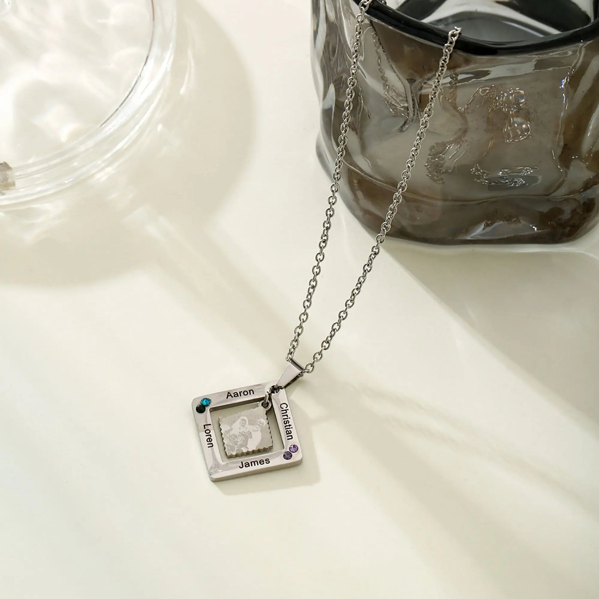 customized photos with birthstone Colorful 12 Birthstone Pendant Necklaces - Blade & Thread