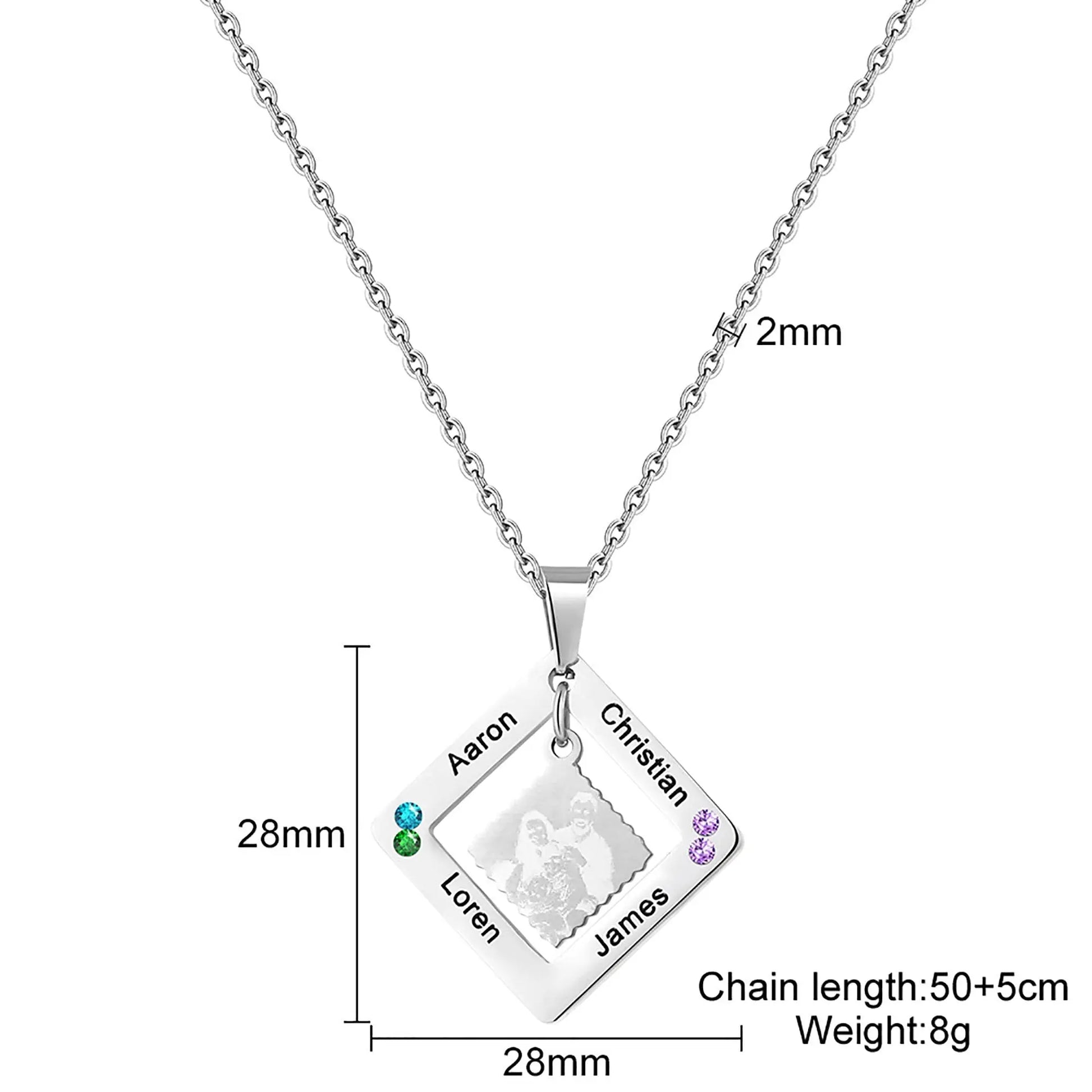 customized photos with birthstone Colorful 12 Birthstone Pendant Necklaces - Blade & Thread