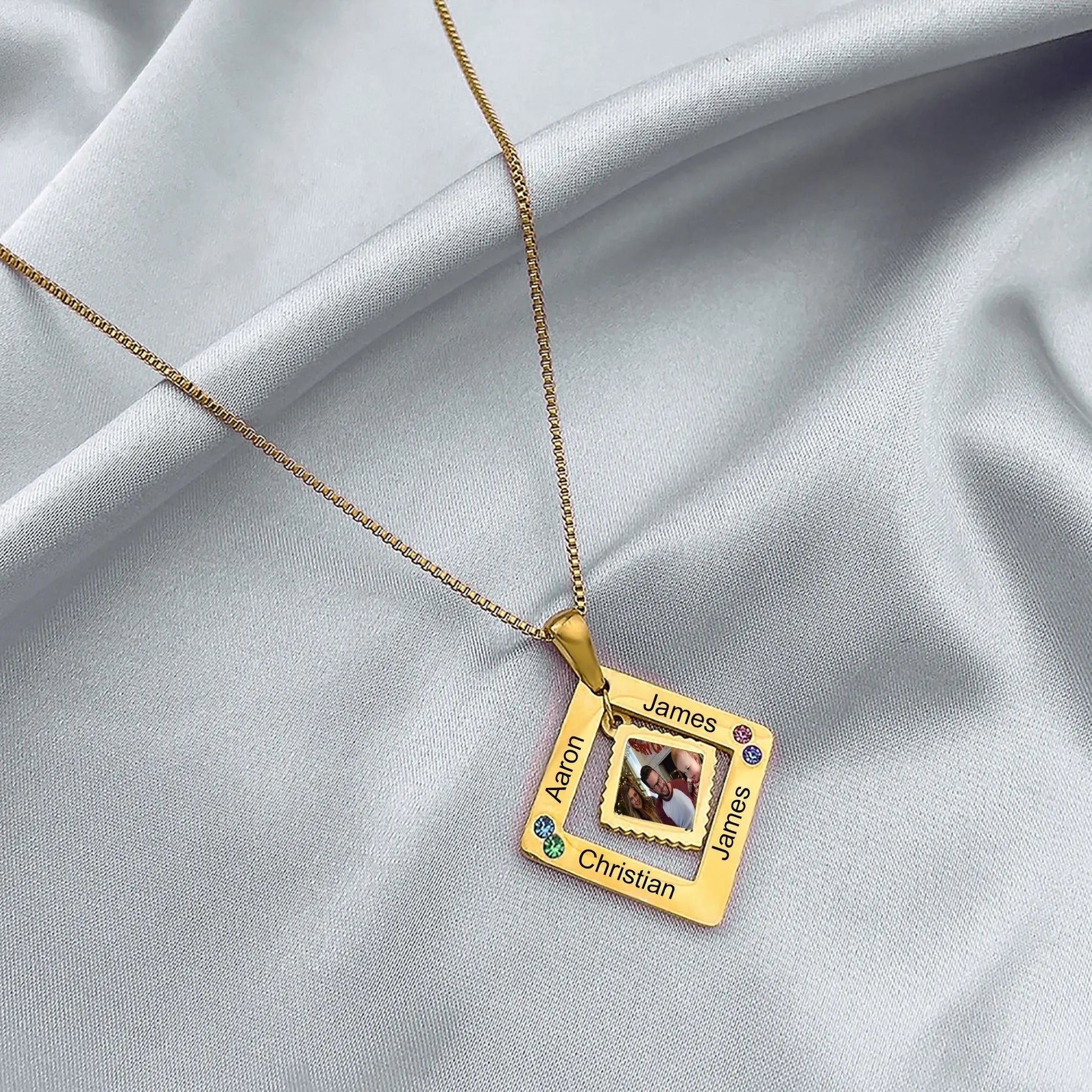 customized photos with birthstone Colorful 12 Birthstone Pendant Necklaces - Blade & Thread