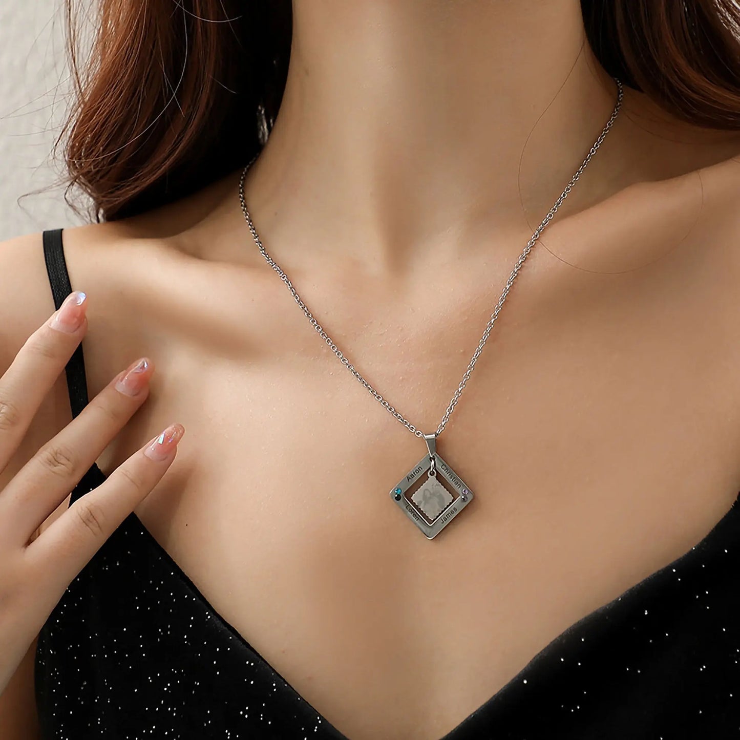 customized photos with birthstone Colorful 12 Birthstone Pendant Necklaces - Blade & Thread